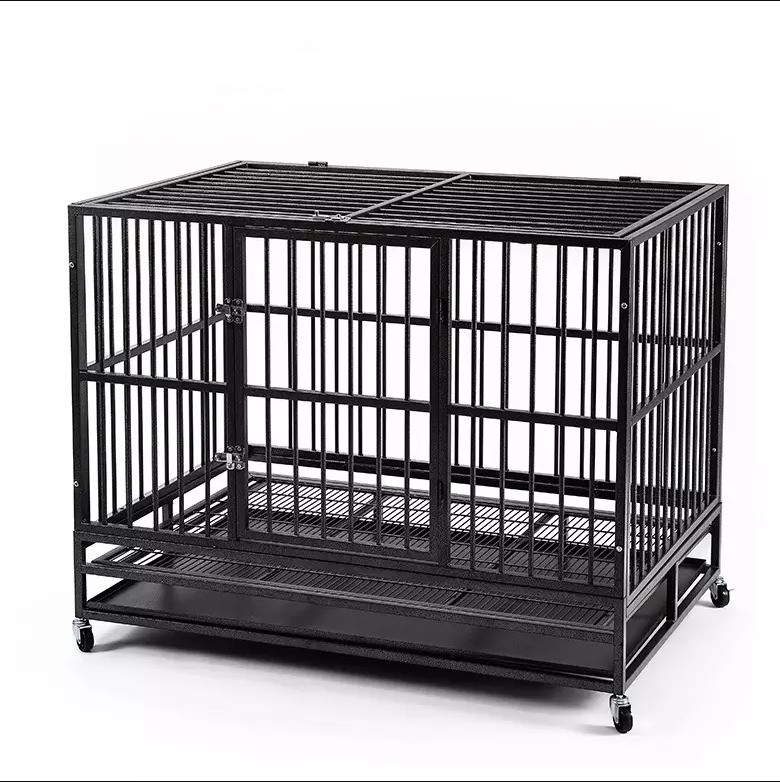 검은색 38 인치 중형 및 큰 개에 대한 무거운 애완 동물 케이지 스타일리시한 디자인
